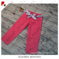 adjustable sash rose red denim jeans pants